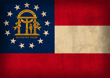 Georgia State Flag on Distressed Canvas