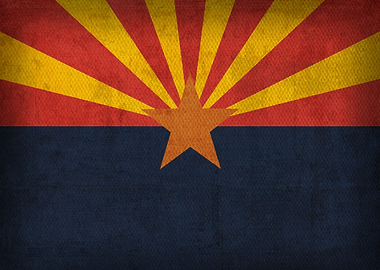 Arizona State Flag on Distressed Canvas