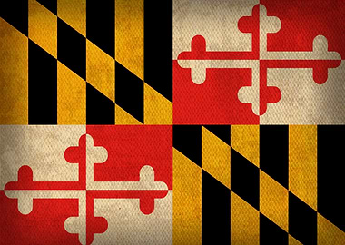 Maryland State Flag on Distressed Canvas