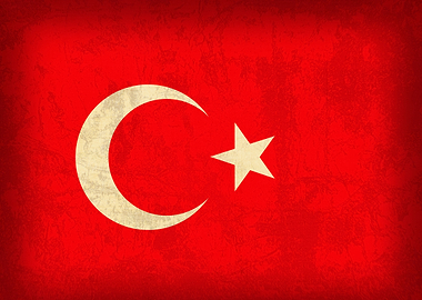 Turkey Country Flag on Distressed Canvas