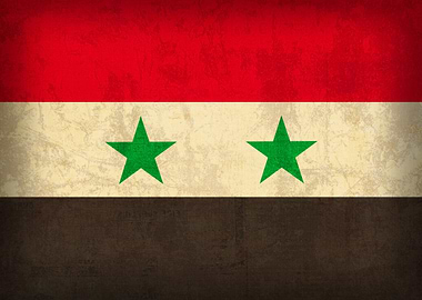 Syria Country Flag on Distressed Canvas