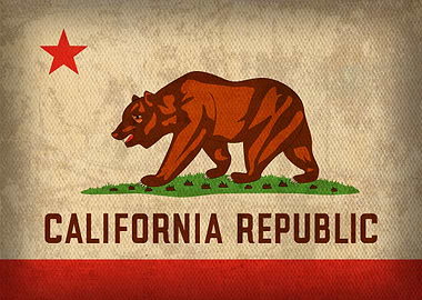California State Flag on Distressed Canvas