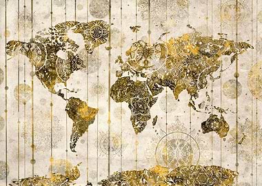 world map mandala vintage