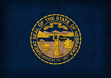 Nebraska State Flag on Distressed Canvas
