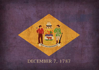 Delaware State Flag on Distressed Canvas