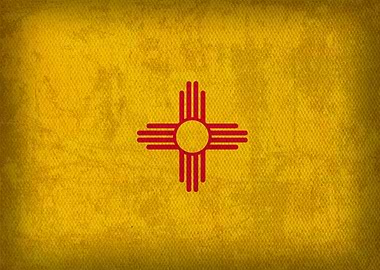 New Mexico State Flag on Distressed Canvas