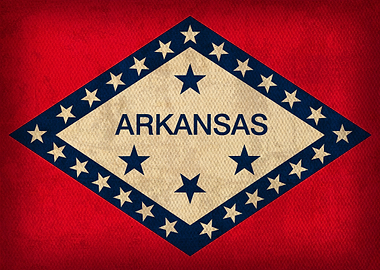 Arkansas State Flag on Distressed Canvas