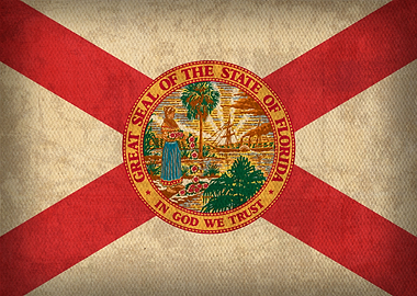 Florida State Flag on Distressed Canvas