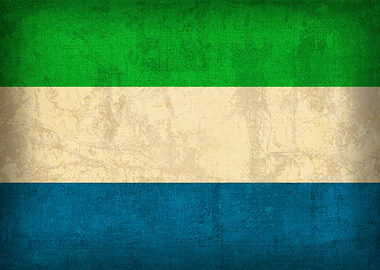 Sierra Leone Country Flag on Distressed Canvas