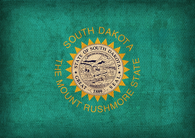 South Dakota State Flag on Distressed Canvas