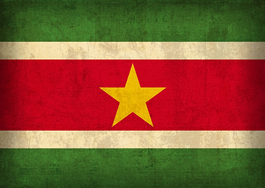 Suriname Country Flag on Distressed Canvas