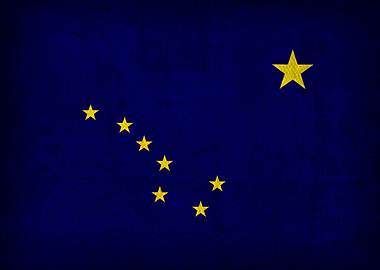 Alaska State Flag on Distressed Canvas