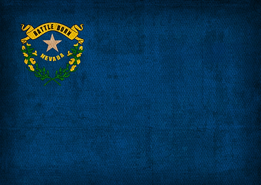 Nevada State Flag on Distressed Canvas