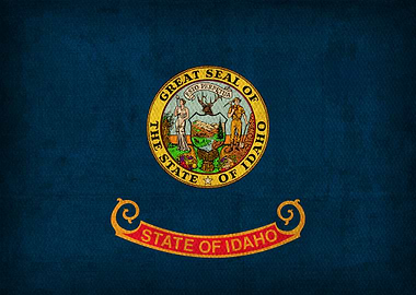 Idaho State Flag on Distressed Canvas
