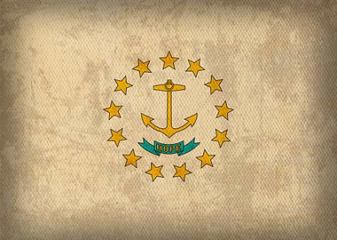 Rhode Island State Flag on Distressed Canvas