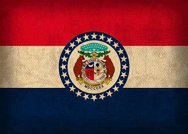 Missouri State Flag on Distressed Canvas