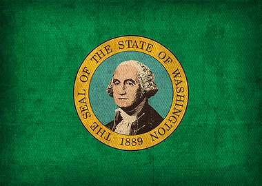 Washington State Flag on Distressed Canvas