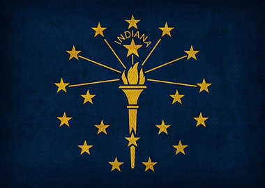 Indiana State Flag on Distressed Canvas