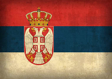 Serbia Country Flag on Distressed Canvas