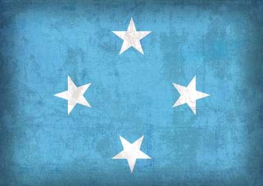 Micronesia National Flag on Distressed Flag
