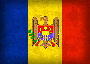 Moldova Country Flag on Distressed Canvas