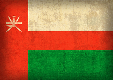 Oman Country Flag on Distressed Canvas
