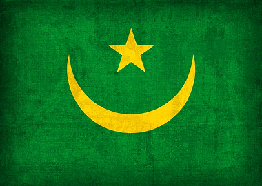 Mauritania Flag on Distressed Canvas