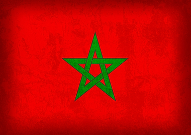 Morocco Country Flag on Distressed Canvas