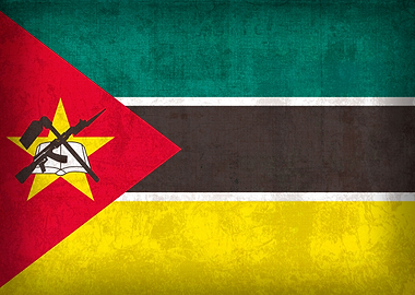 Mozambique Country Flag on Distressed Canvas