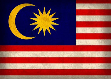 Malaysia Flag on Distressed Canvas