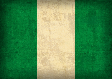 Nigeria Country Flag on Distressed Canvas