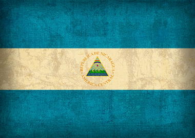 Nicaragua Country Flag on Distressed Canvas