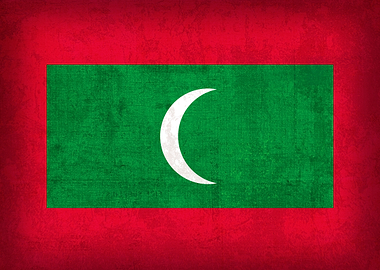 Maldives Flag on Distressed Canvas