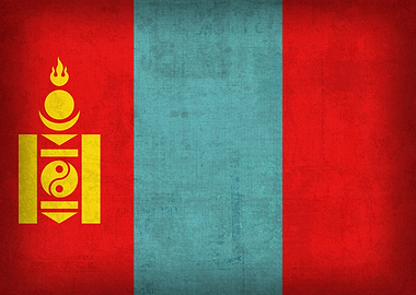 Mongolia Country Flag on Distressed Canvas