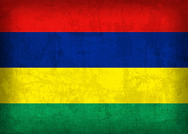 Mauritius National Flag on Distressed Flag