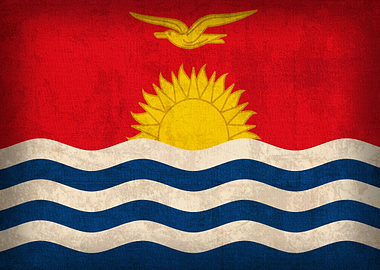 Kiribati Country Flag on Distressed Canvas