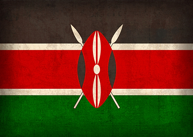 Kenya Country Flag on Distressed Canvas