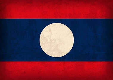 Laos Flag on Distressed Canvas