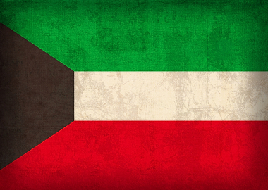 Kuwait Country Flag on Distressed Canvas