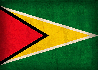 Guyana Flag on Distressed Canvas