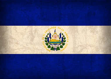 El Salvador Flag on Distressed Canvas