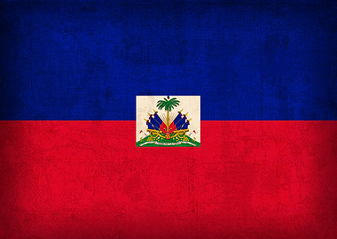 Haiti Flag on Distressed Canvas