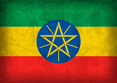 Ethiopia Flag on Distressed Canvas