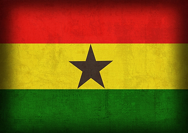 Ghana Flag on Distressed Canvas