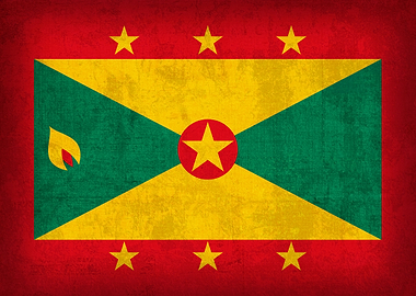 Grenada Flag on Distressed Canvas