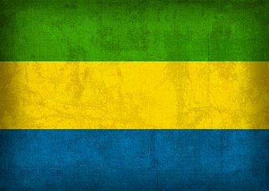 Gabon Flag on Distressed Canvas