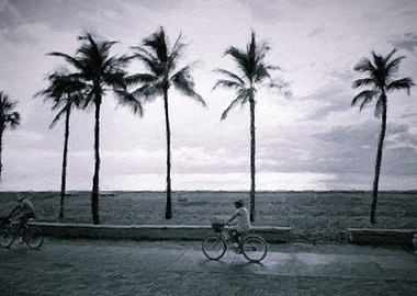 Riding by the boardwalk