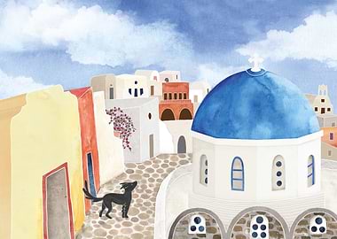 The black dog on Santorini