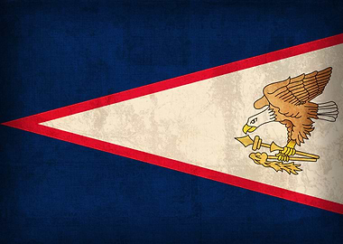 American Samoa Flag on Distressed Canvas