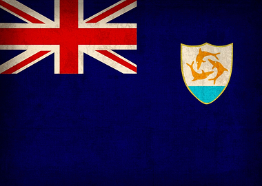 Anguilla Flag on Distressed Canvas